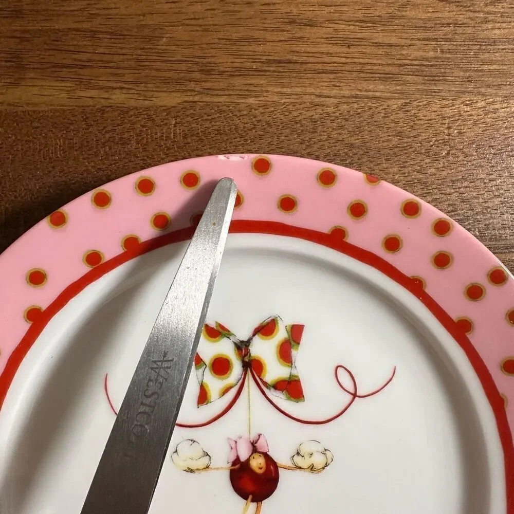 Department 56 Dessert Plates Popcorn With Cranberries Twelve Pink 6 11/16
